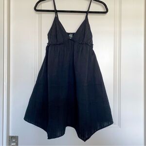 Black Strappy 100% Cotton Sundress with Asymmetric Hem, size SMALL